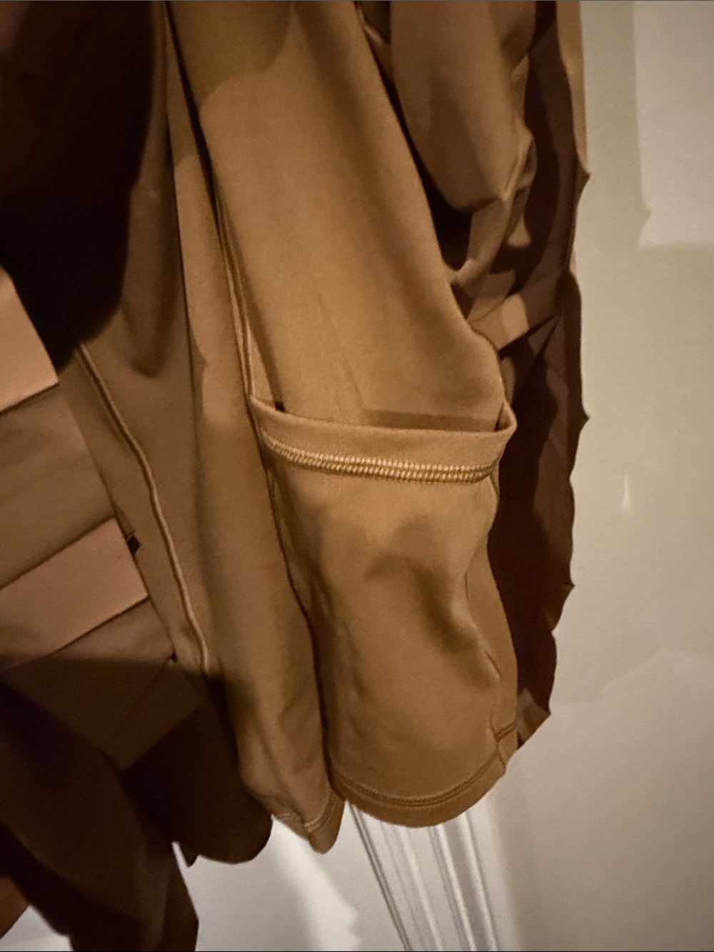 Pleated Tank Dress  Skort in Camel Brown with built in shorts - Picture 8 of 8